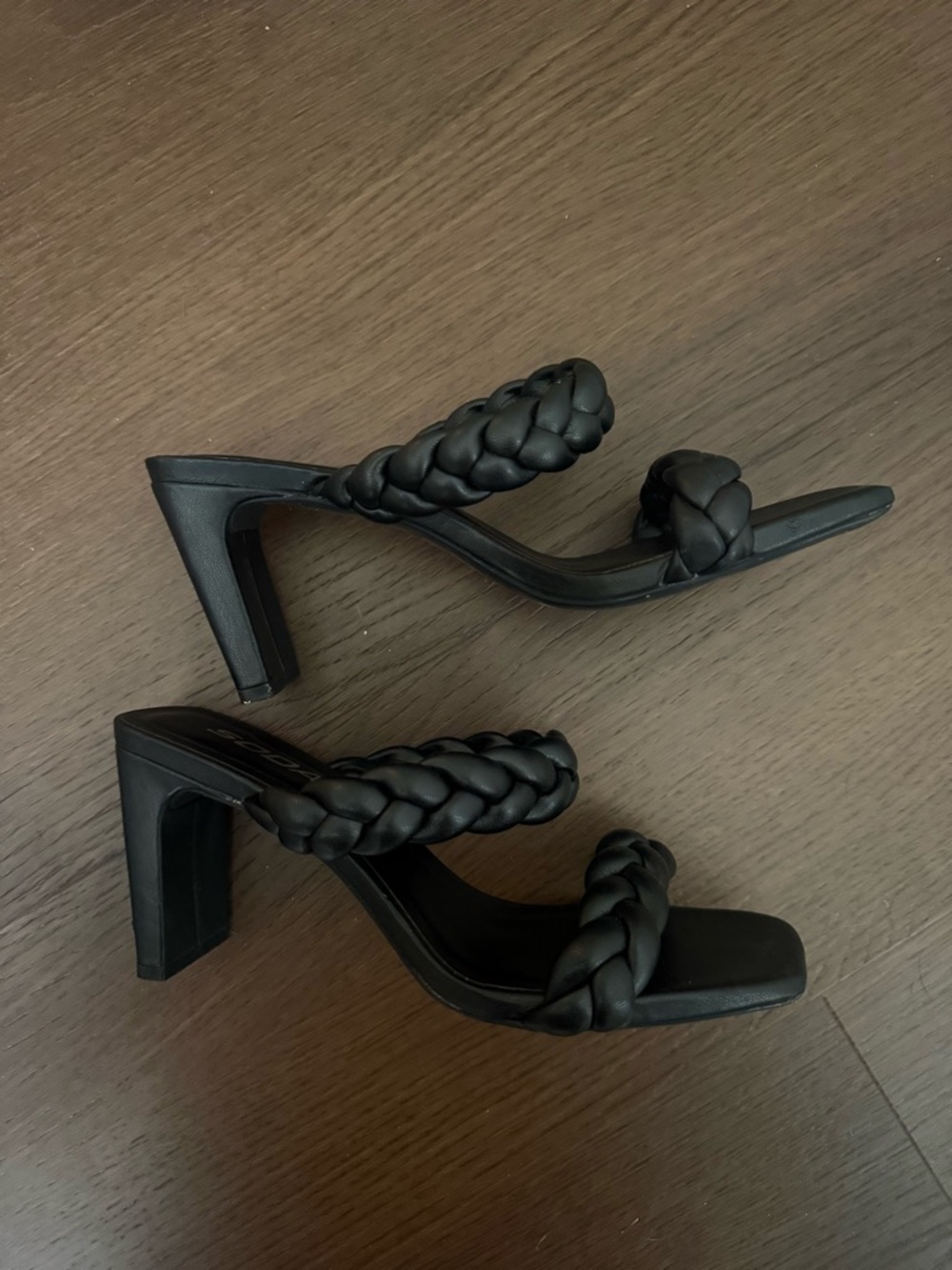 Black braided heels